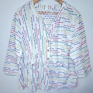 HABITAT Colorful Striped Lightweight Boho Indie Button-Up Blouse Women’s XL
